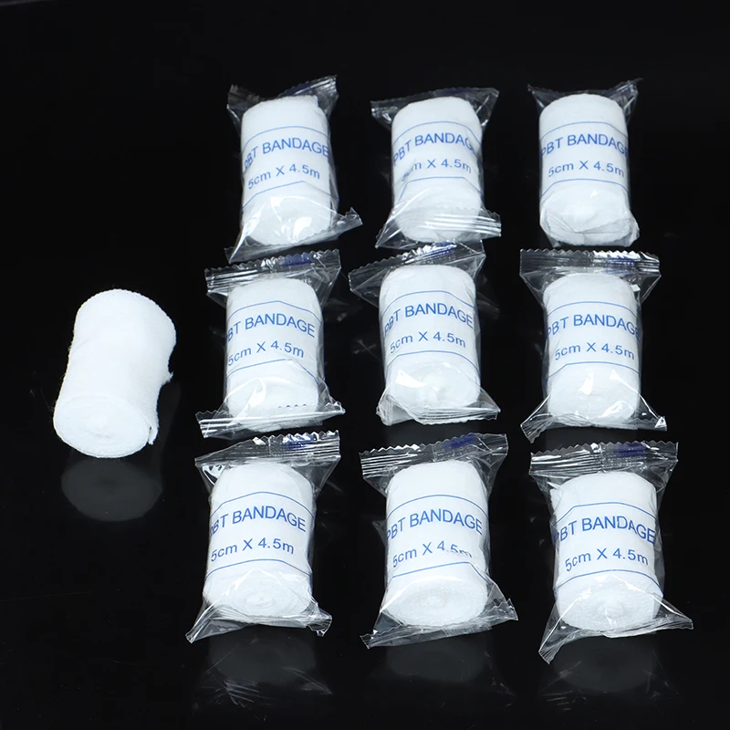 10 рулонов/лот Эластичный бинт из ПБТ 5 смx4,5 м, аптечка первой помощи, Марлевый рулон, перевязочный материал