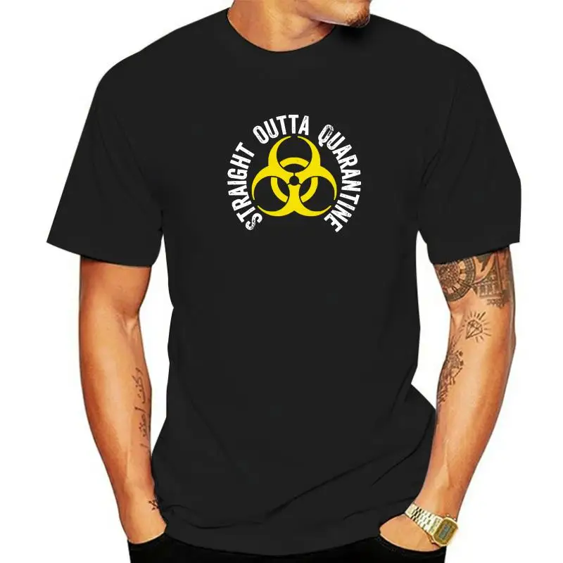 Straight Outta Quarantine Shirt Забавная Футболка Для Прорыва Социальной Изоляции, Хлопковые Мужские Футболки, Топы в 3D Стиле, Модная Аниме
