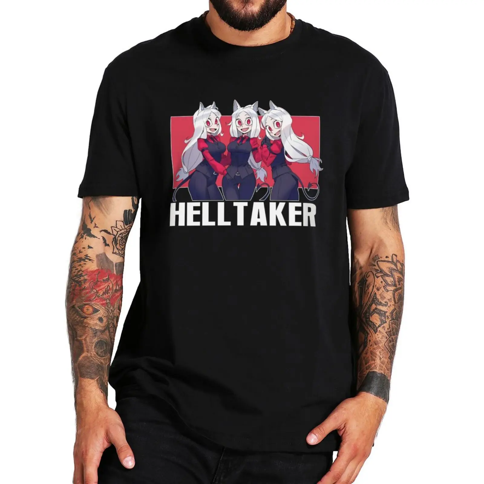 Классическая футболка Helltaker Cerverus Для любителей Забавных Головоломок, Мужская Одежда, Повседневная Летняя Футболка из 100% хлопка Премиум-класса, Мягкая Футболка Европейского Размера