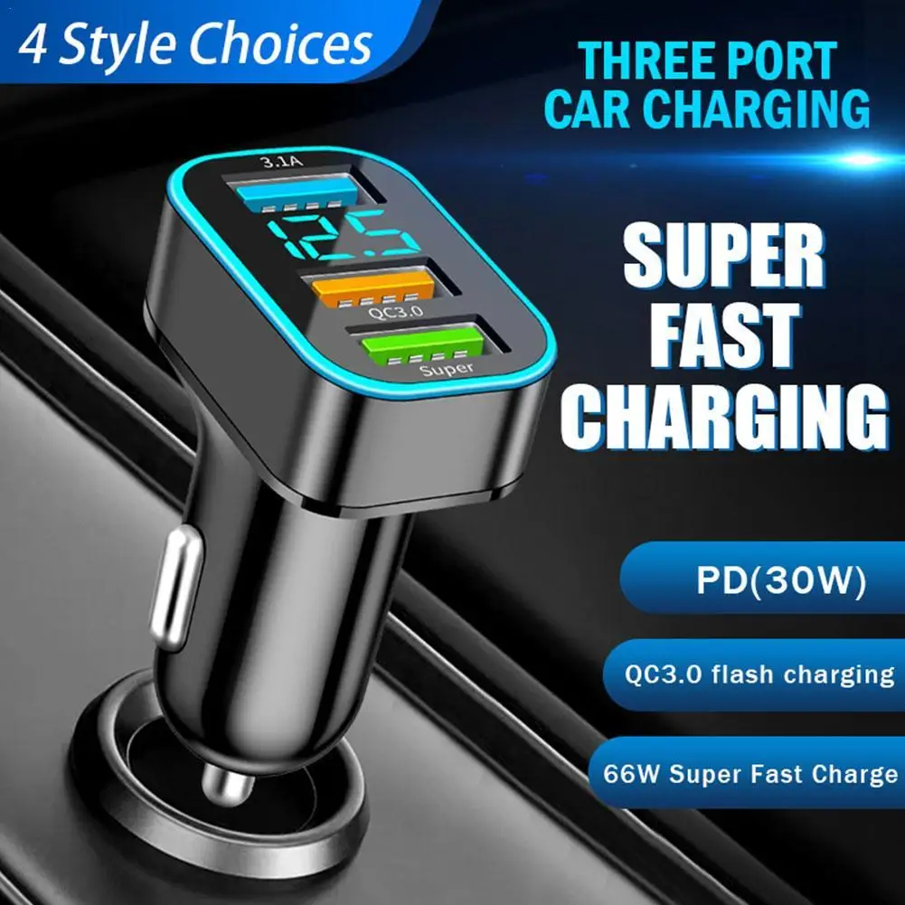 Сверхбыстрое автомобильное зарядное устройство мощностью 60 Вт Type C PD 3 USB Адаптер быстрой зарядки для iPhone Oneplus OPPO Mini Автомобильные Аксессуары